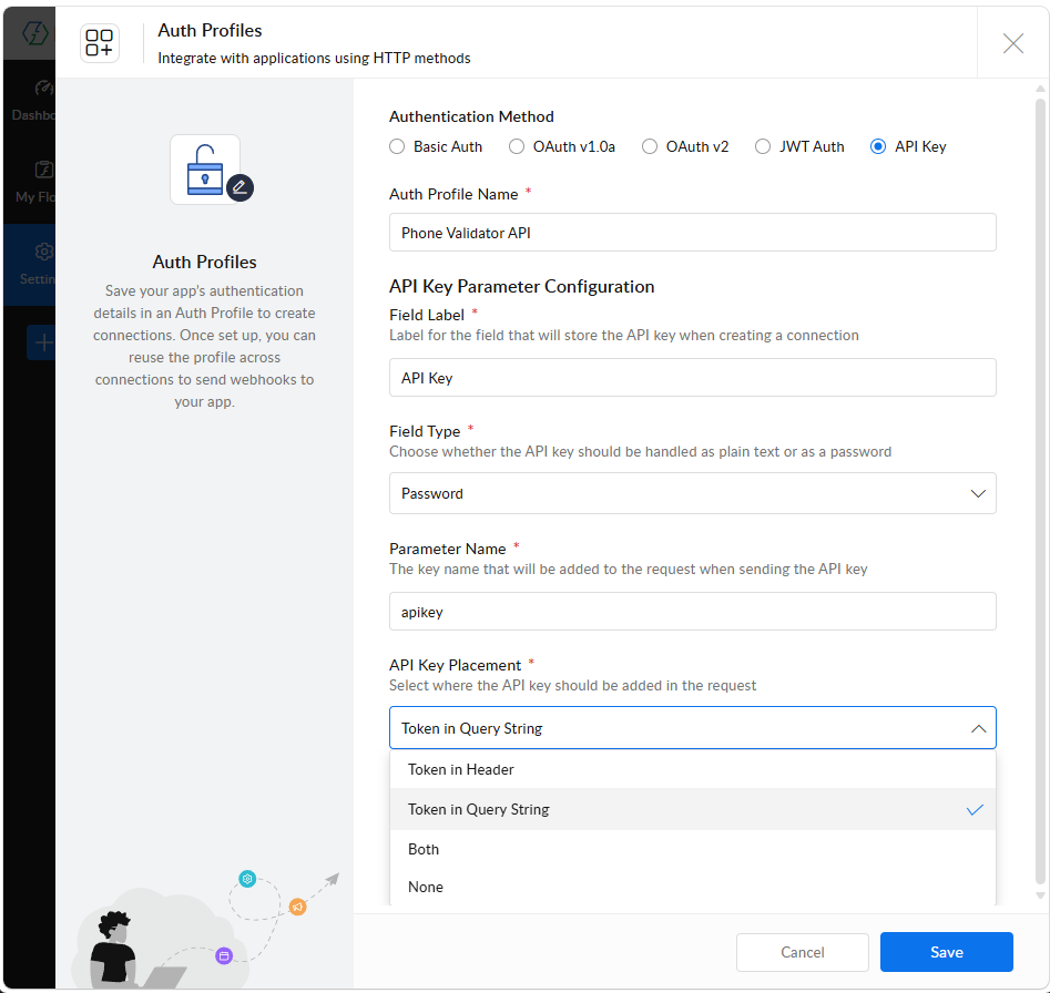 Auth Profile API Key configuration